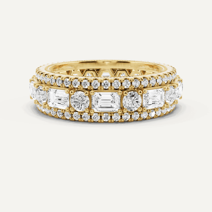 3 ctw Emerald Diamond Three Row Eternity Band - Lotus Diamond