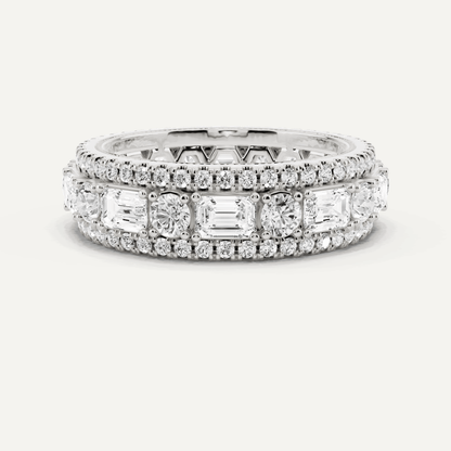 3 ctw Emerald Diamond Three Row Eternity Band - Lotus Diamond