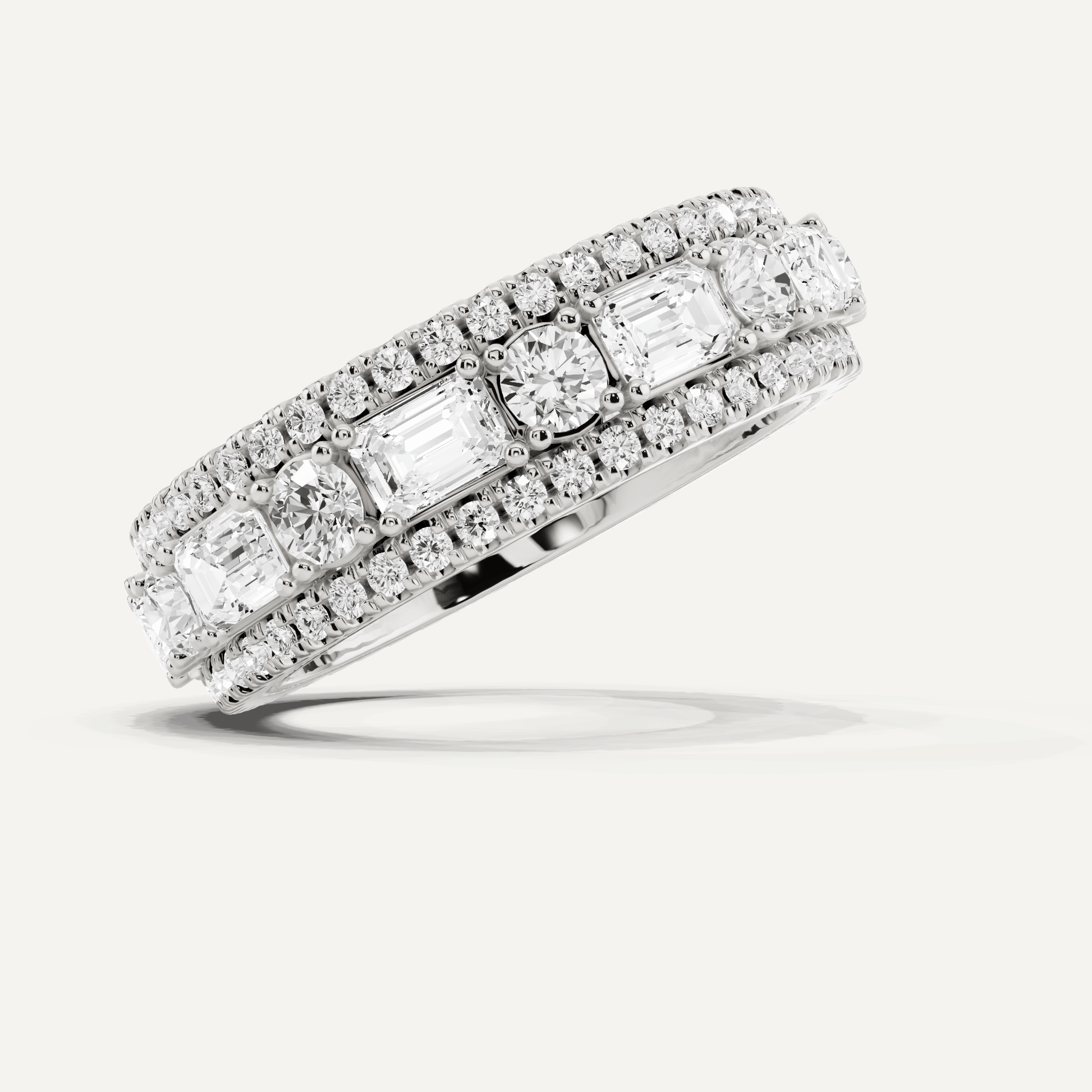 3 ctw Emerald Diamond Three Row Eternity Band - Lotus Diamond