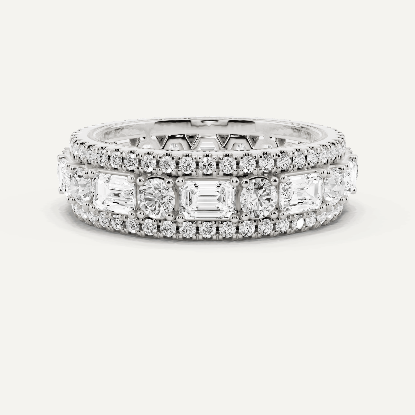 3 ctw Emerald Diamond Three Row Eternity Band - Lotus Diamond