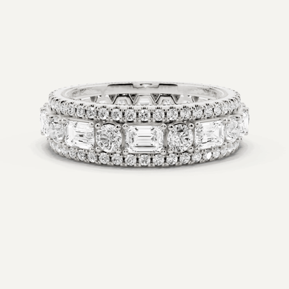 3 ctw Emerald Diamond Three Row Eternity Band - Lotus Diamond