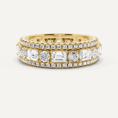 3 ctw Emerald Diamond Three Row Eternity Band - Lotus Diamond