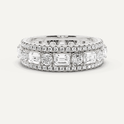 3 ctw Emerald Diamond Three Row Eternity Band - Lotus Diamond