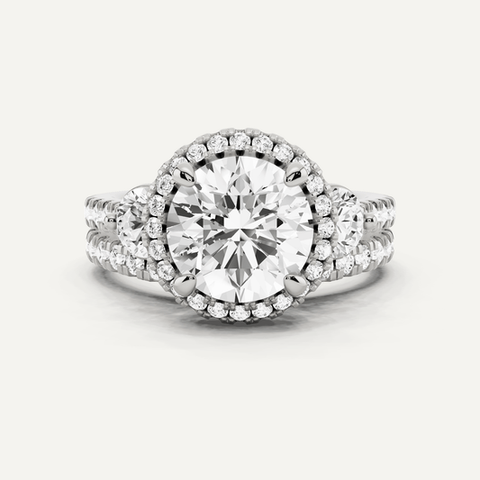 3 ctw Round Diamond Halo Bridal Set - Lotus Diamond
