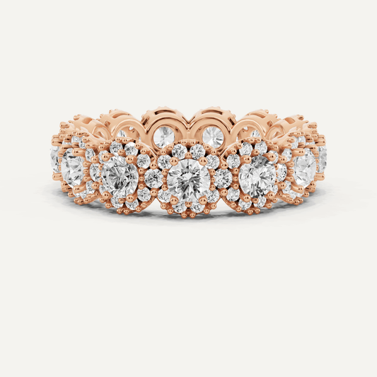 3 ctw Round Diamond Halo Eternity Band - Lotus Diamond