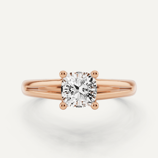 3/4 ctw Cushion Diamond Double Band Solitaire Engagement Ring - Lotus Diamond
