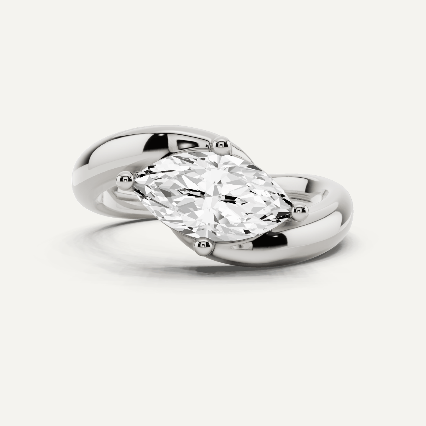 3/4 ctw Marquise Diamond East - West Solitaire Engagement Ring - Lotus Diamond