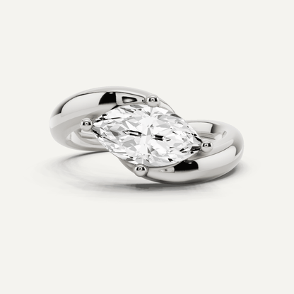 3/4 ctw Marquise Diamond East - West Solitaire Engagement Ring - Lotus Diamond