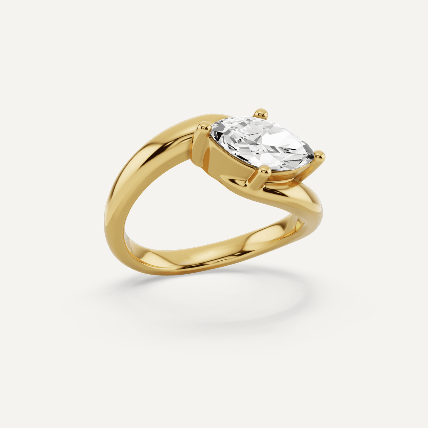 3/4 ctw Marquise Diamond East - West Solitaire Engagement Ring - Lotus Diamond