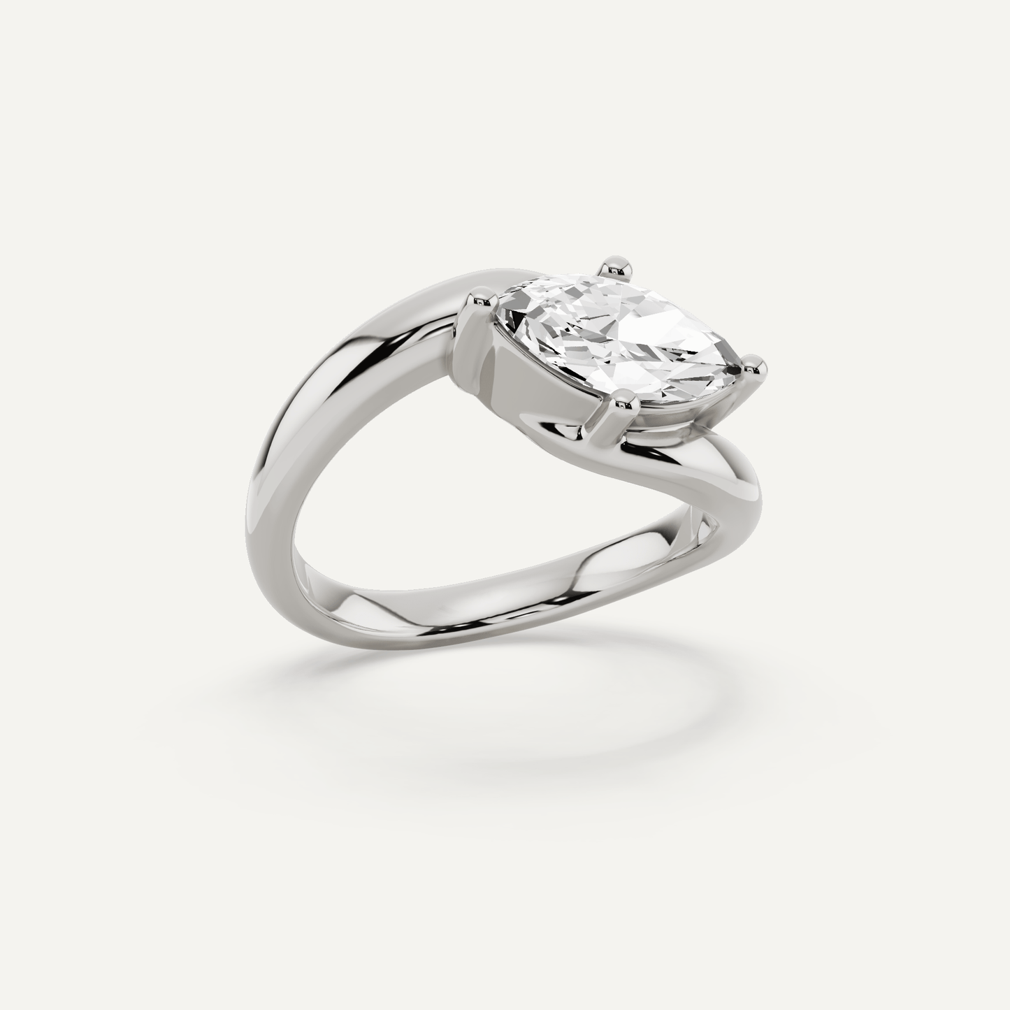 3/4 ctw Marquise Diamond East - West Solitaire Engagement Ring - Lotus Diamond