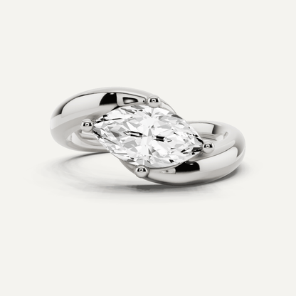 3/4 ctw Marquise Diamond East - West Solitaire Engagement Ring - Lotus Diamond