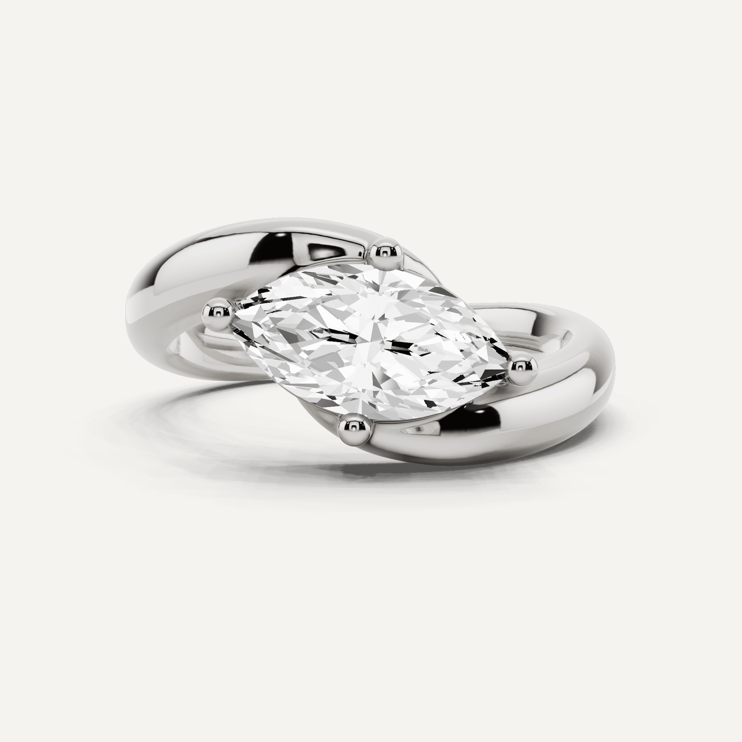 3/4 ctw Marquise Diamond East - West Solitaire Engagement Ring - Lotus Diamond