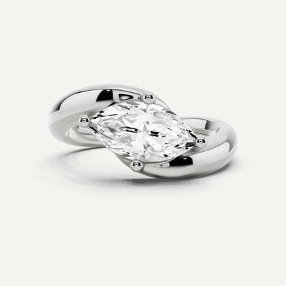 3/4 ctw Marquise Diamond East - West Solitaire Engagement Ring - Lotus Diamond