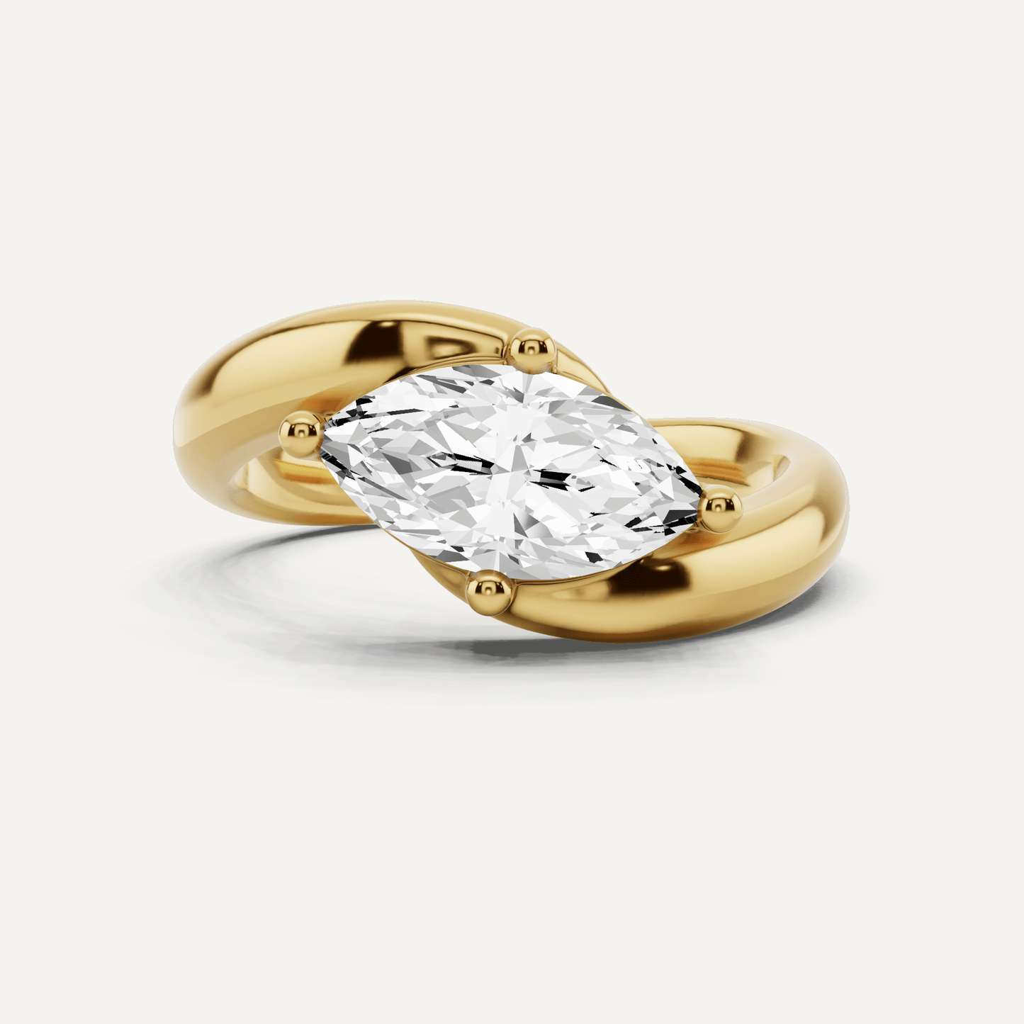 3/4 ctw Marquise Diamond East - West Solitaire Engagement Ring - Lotus Diamond