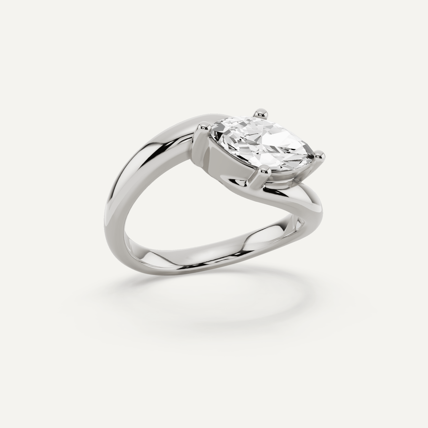 3/4 ctw Marquise Diamond East - West Solitaire Engagement Ring - Lotus Diamond