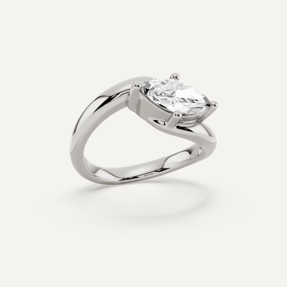 3/4 ctw Marquise Diamond East - West Solitaire Engagement Ring - Lotus Diamond