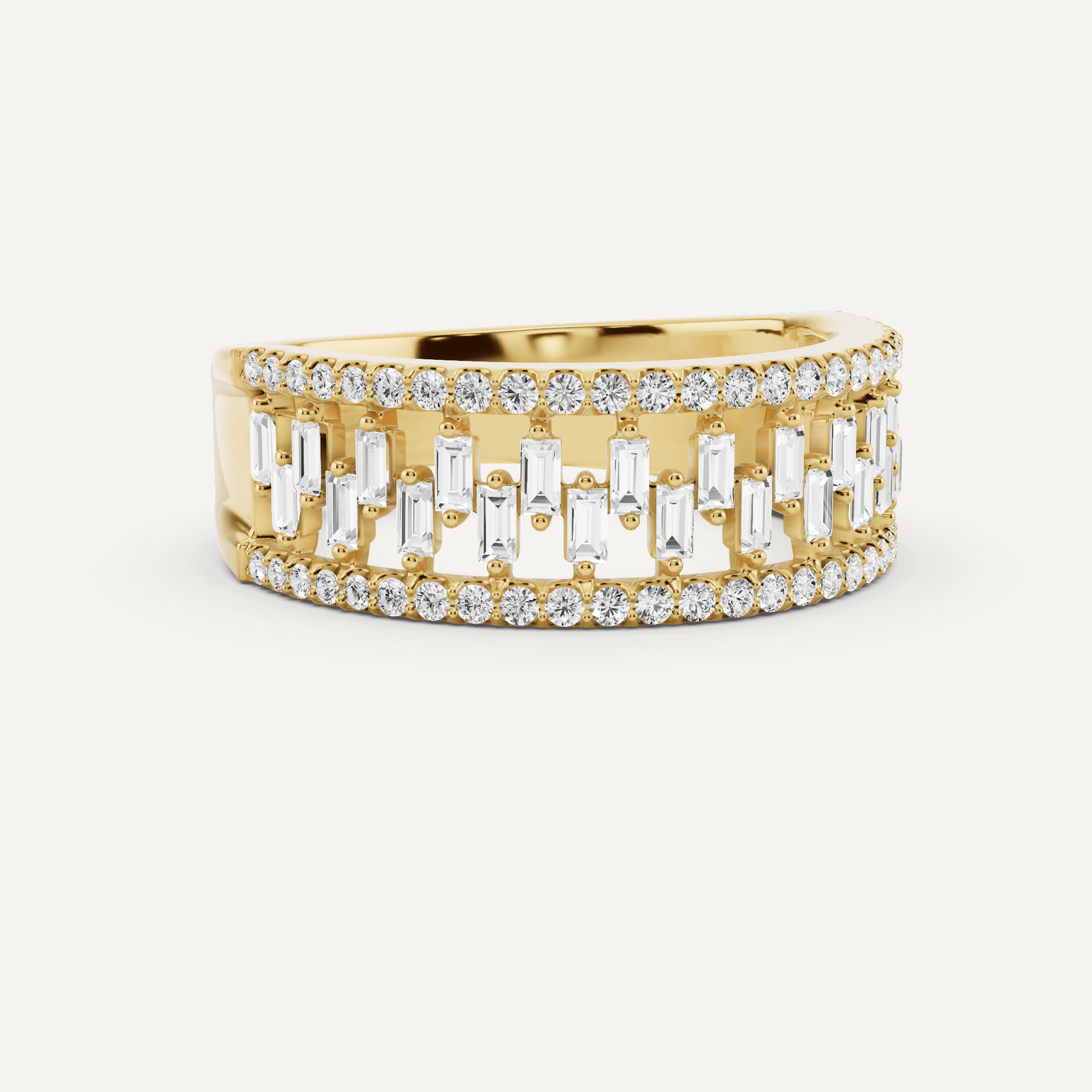 3/4 ctw Round and Baguette Diamond Bridge Wedding Band - Lotus Diamond