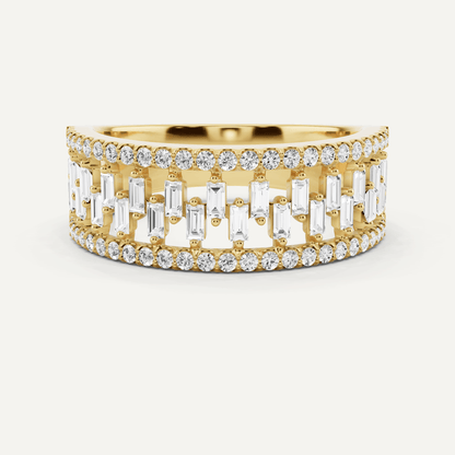 3/4 ctw Round and Baguette Diamond Bridge Wedding Band - Lotus Diamond