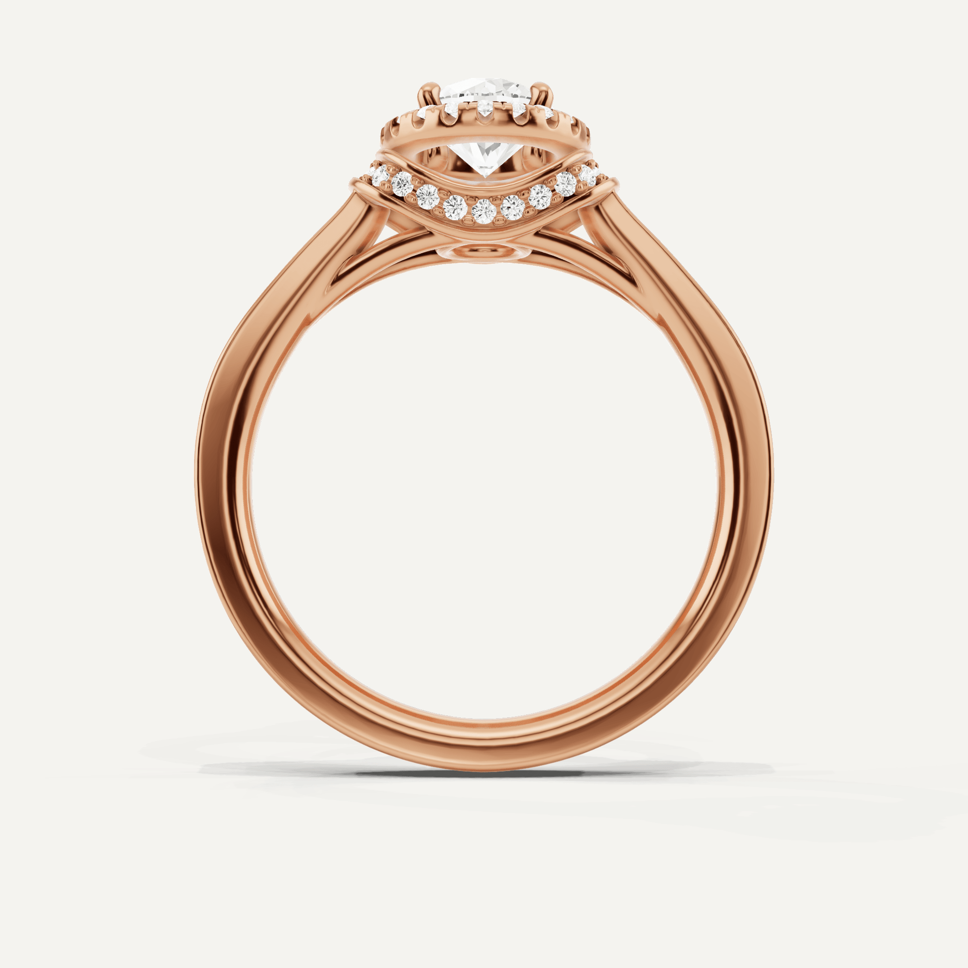 3/4 ctw Round Diamond French Pave Halo Engagement Ring - Lotus Diamond
