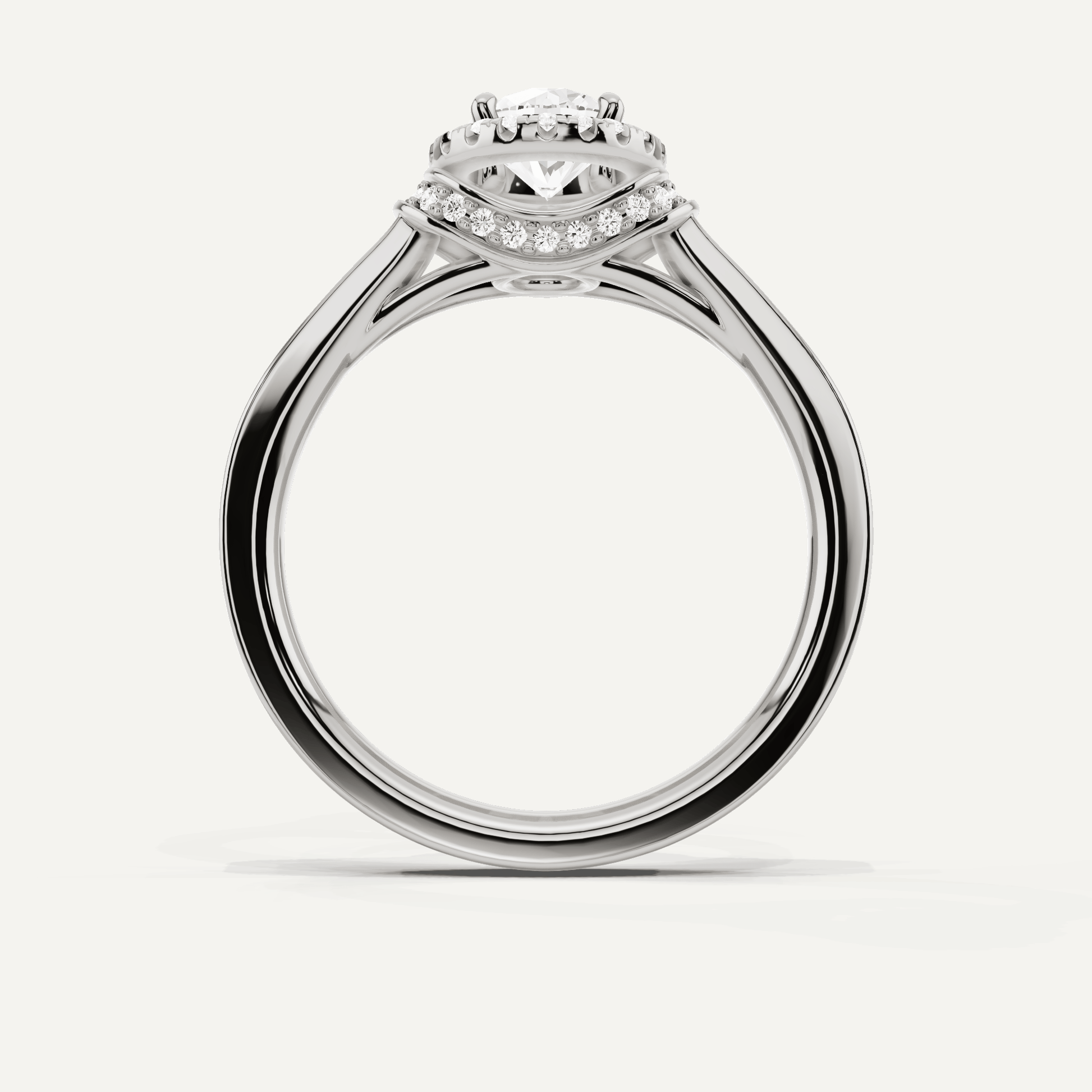 3/4 ctw Round Diamond French Pave Halo Engagement Ring - Lotus Diamond