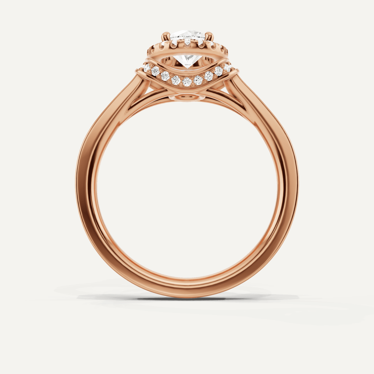 3/4 ctw Round Diamond French Pave Halo Engagement Ring - Lotus Diamond