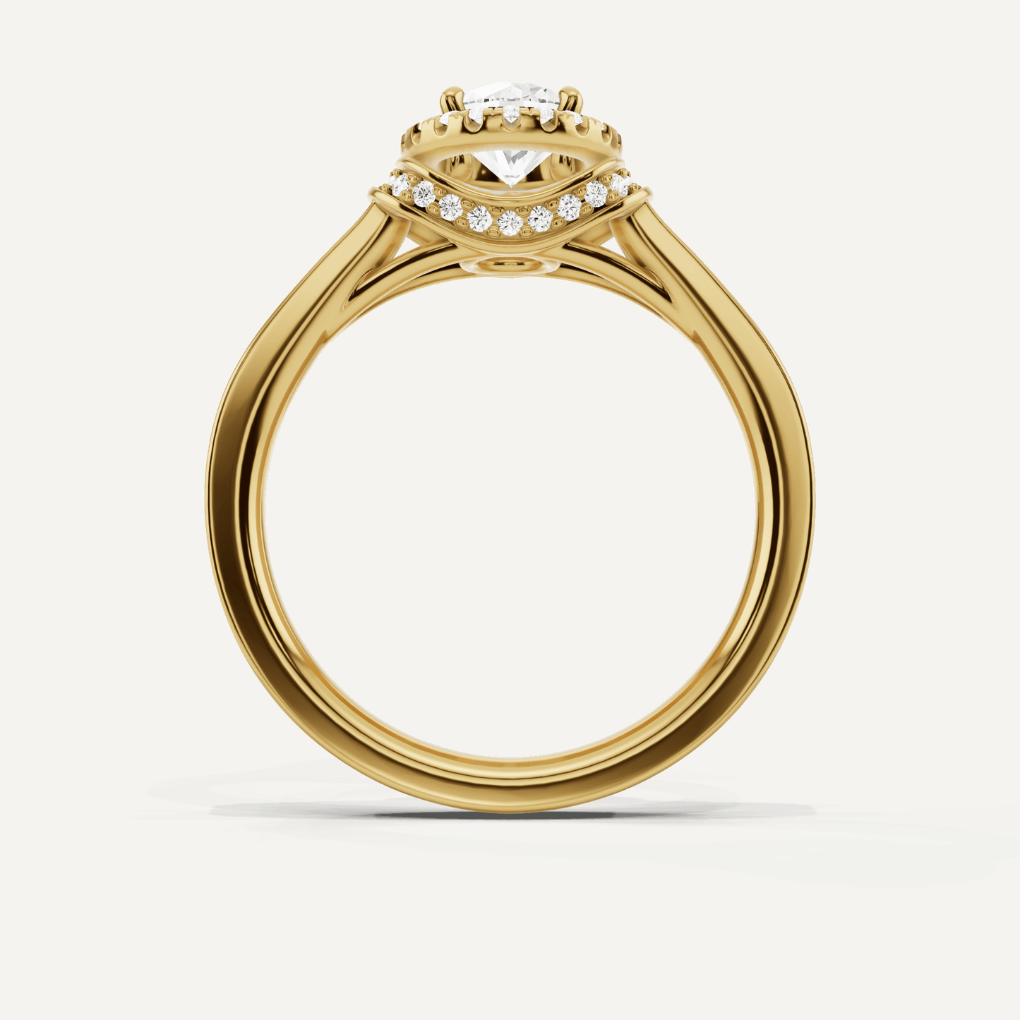 3/4 ctw Round Diamond French Pave Halo Engagement Ring - Lotus Diamond
