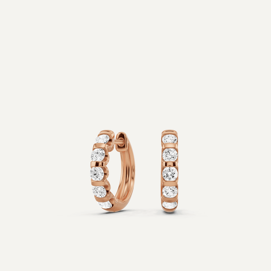 3/4 ctw Round Diamond Huggie Hoop Earrings - Lotus Diamond