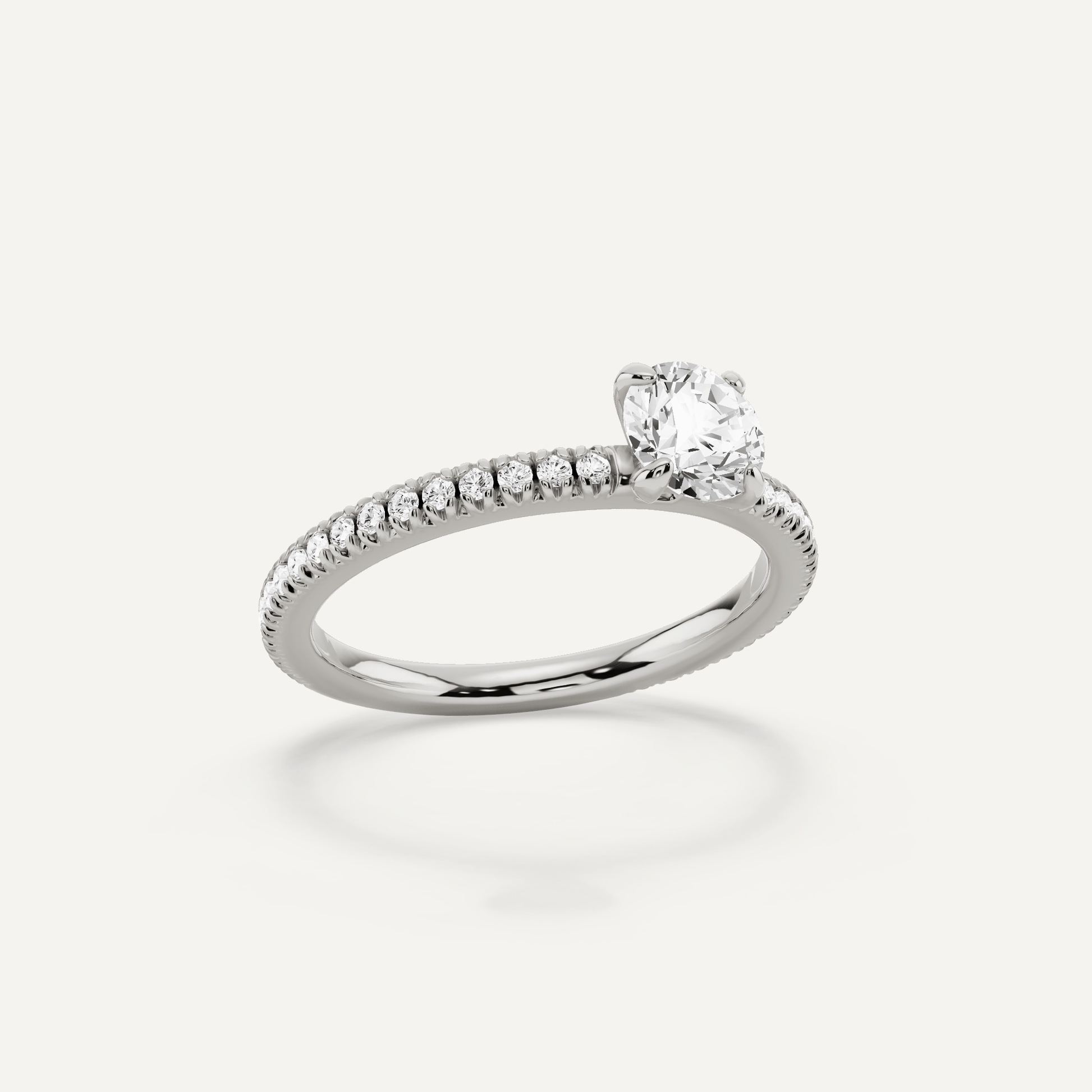3/4 ctw Round Diamond Pave Set Side Stone Engagement Ring - Lotus Diamond