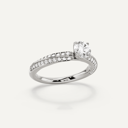 3/4 ctw Round Diamond Spiral Twist Side Stone Engagement Ring - Lotus Diamond