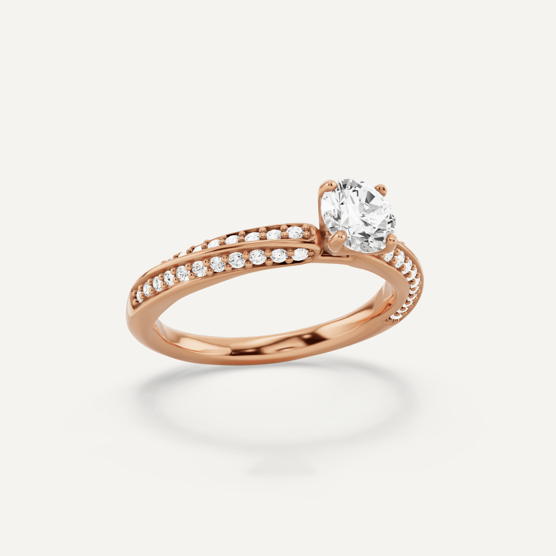 3/4 ctw Round Diamond Spiral Twist Side Stone Engagement Ring - Lotus Diamond
