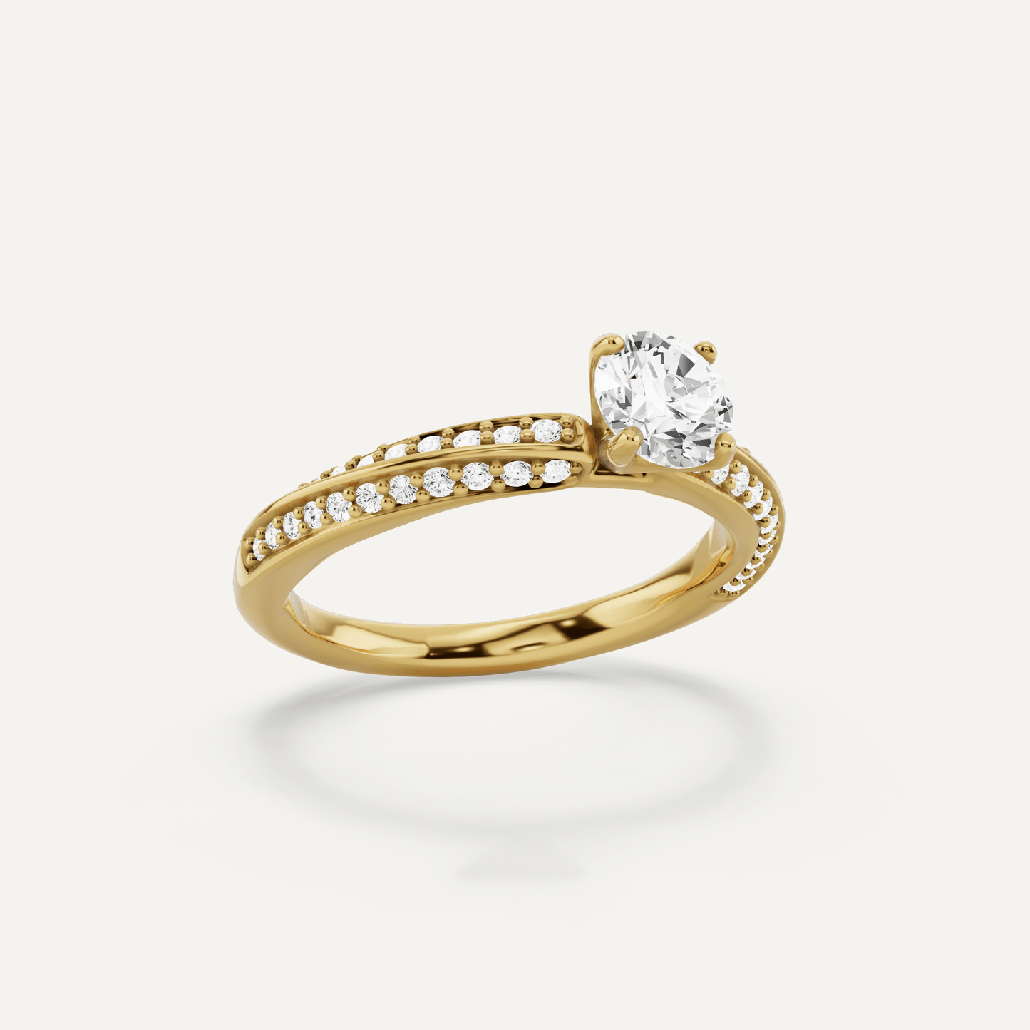 3/4 ctw Round Diamond Spiral Twist Side Stone Engagement Ring - Lotus Diamond