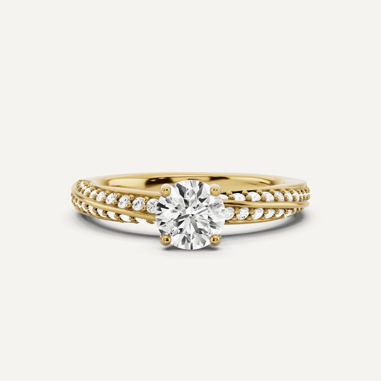 3/4 ctw Round Diamond Spiral Twist Side Stone Engagement Ring - Lotus Diamond