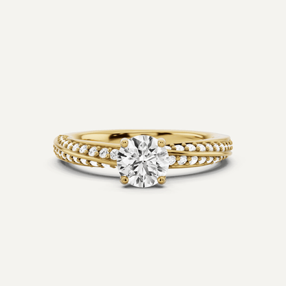 3/4 ctw Round Diamond Spiral Twist Side Stone Engagement Ring - Lotus Diamond