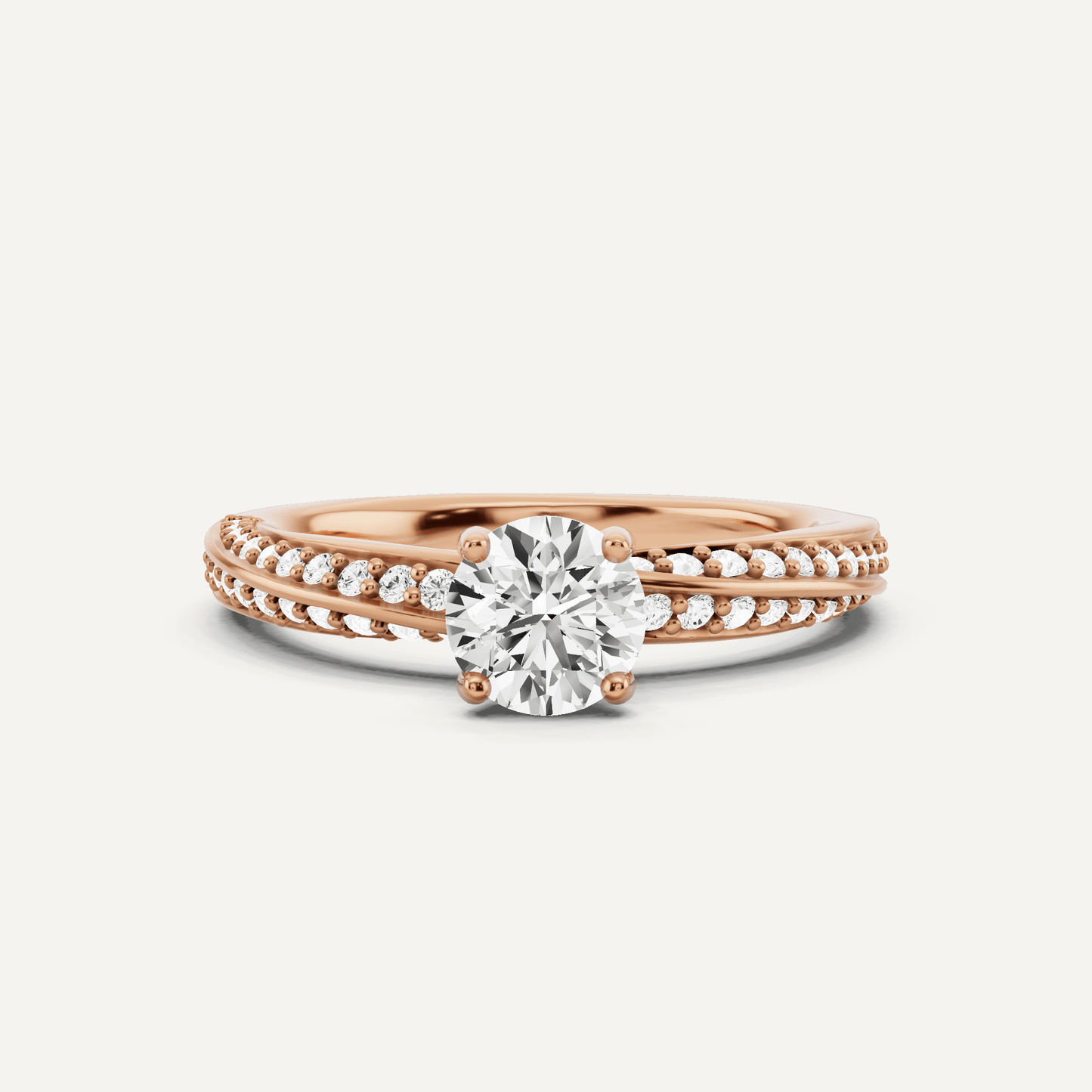 3/4 ctw Round Diamond Spiral Twist Side Stone Engagement Ring - Lotus Diamond