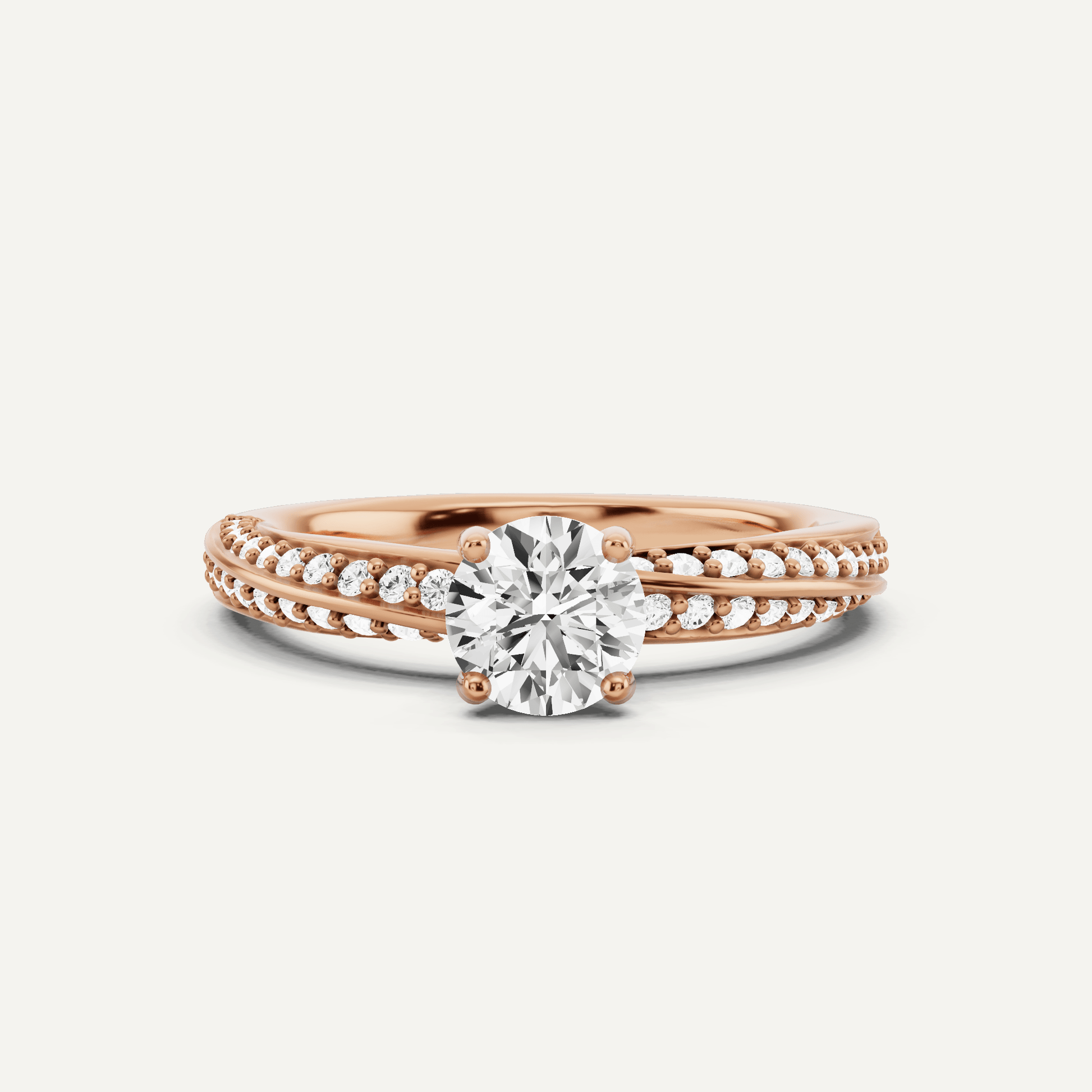 3/4 ctw Round Diamond Spiral Twist Side Stone Engagement Ring - Lotus Diamond