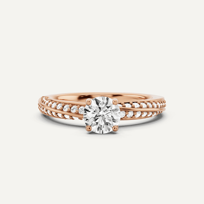 3/4 ctw Round Diamond Spiral Twist Side Stone Engagement Ring - Lotus Diamond