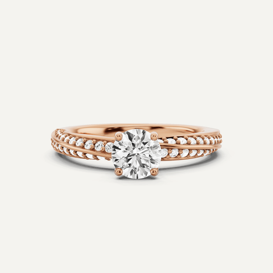 3/4 ctw Round Diamond Spiral Twist Side Stone Engagement Ring - Lotus Diamond