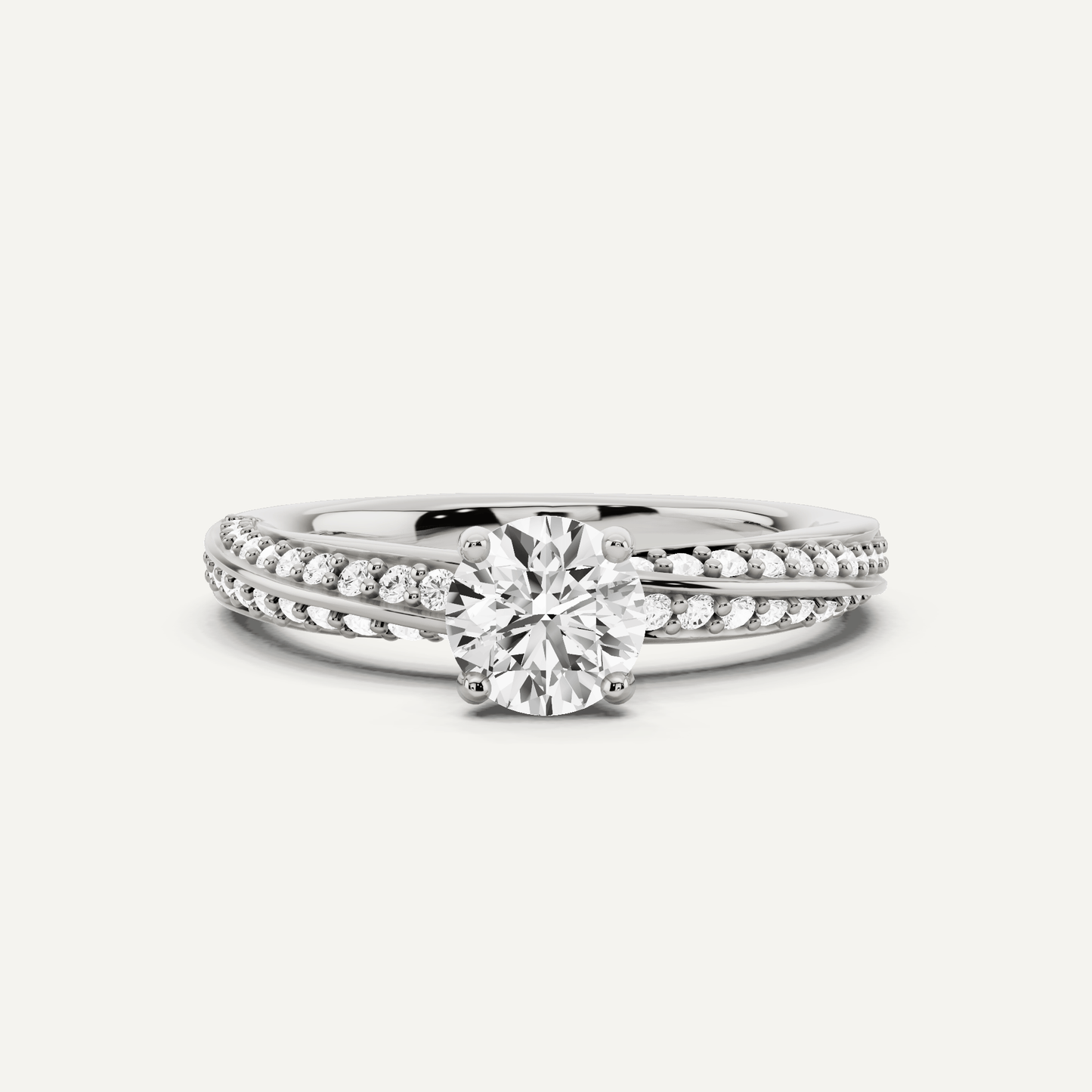 3/4 ctw Round Diamond Spiral Twist Side Stone Engagement Ring - Lotus Diamond