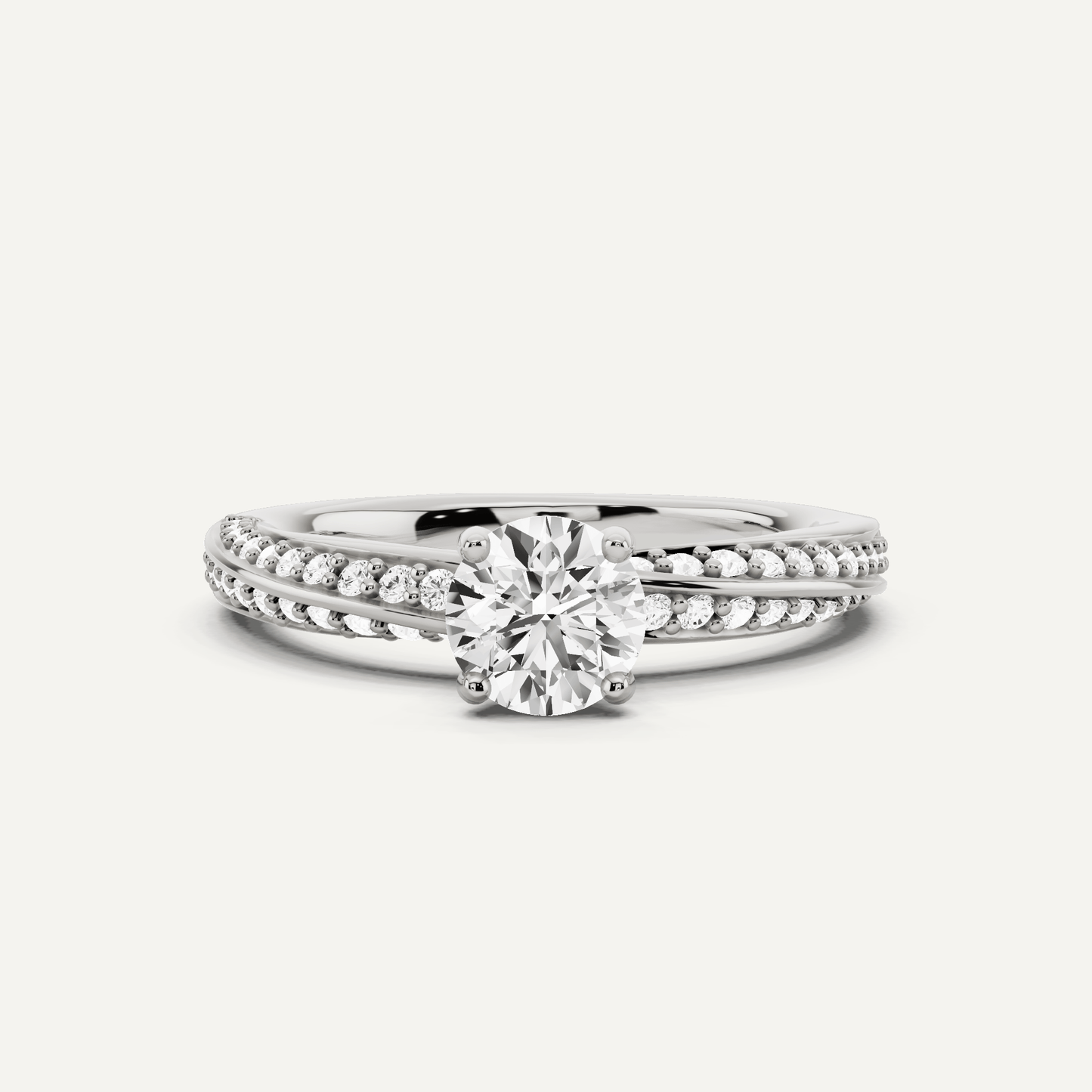 3/4 ctw Round Diamond Spiral Twist Side Stone Engagement Ring - Lotus Diamond