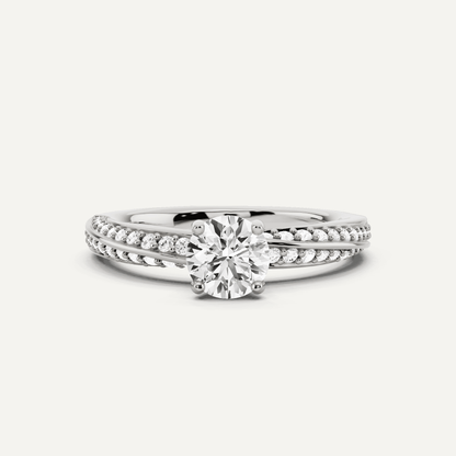 3/4 ctw Round Diamond Spiral Twist Side Stone Engagement Ring - Lotus Diamond