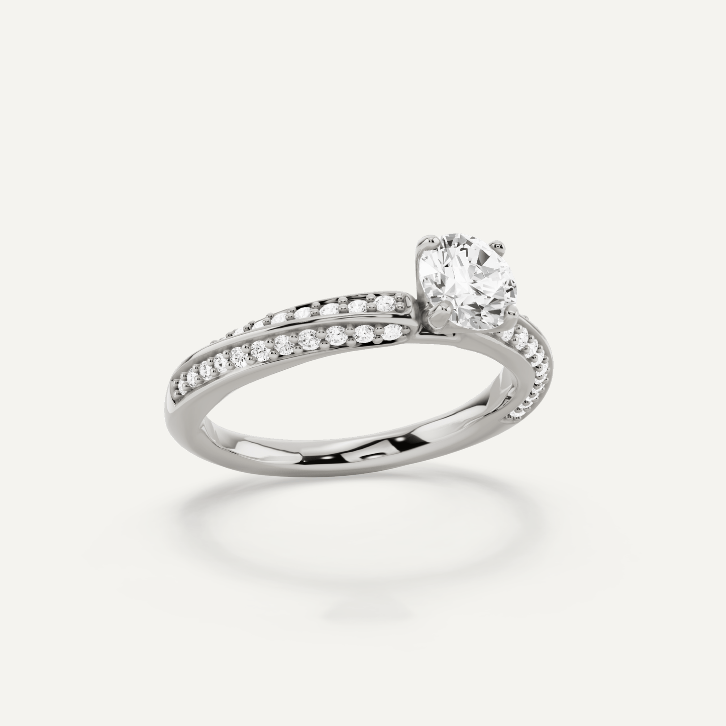 3/4 ctw Round Diamond Spiral Twist Side Stone Engagement Ring - Lotus Diamond