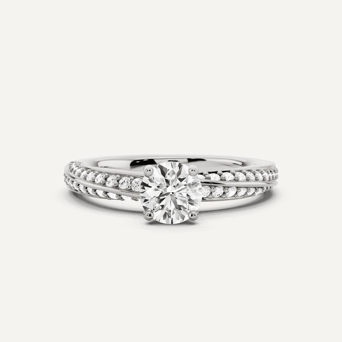3/4 ctw Round Diamond Spiral Twist Side Stone Engagement Ring - Lotus Diamond