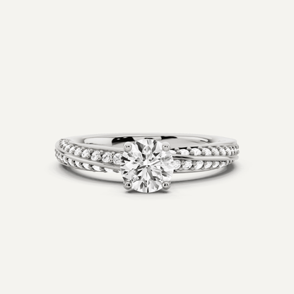 3/4 ctw Round Diamond Spiral Twist Side Stone Engagement Ring - Lotus Diamond