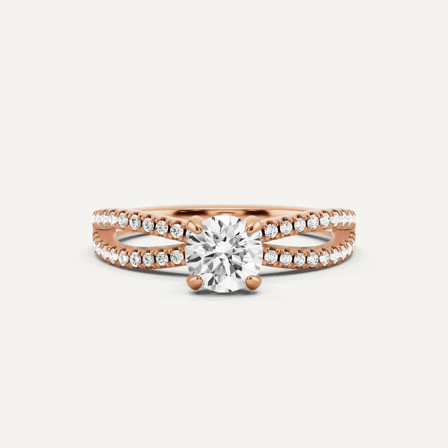 3/4 ctw Round Diamond Split Shank Hidden Halo Engagement Ring - Lotus Diamond