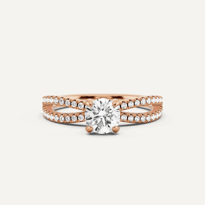 3/4 ctw Round Diamond Split Shank Hidden Halo Engagement Ring - Lotus Diamond