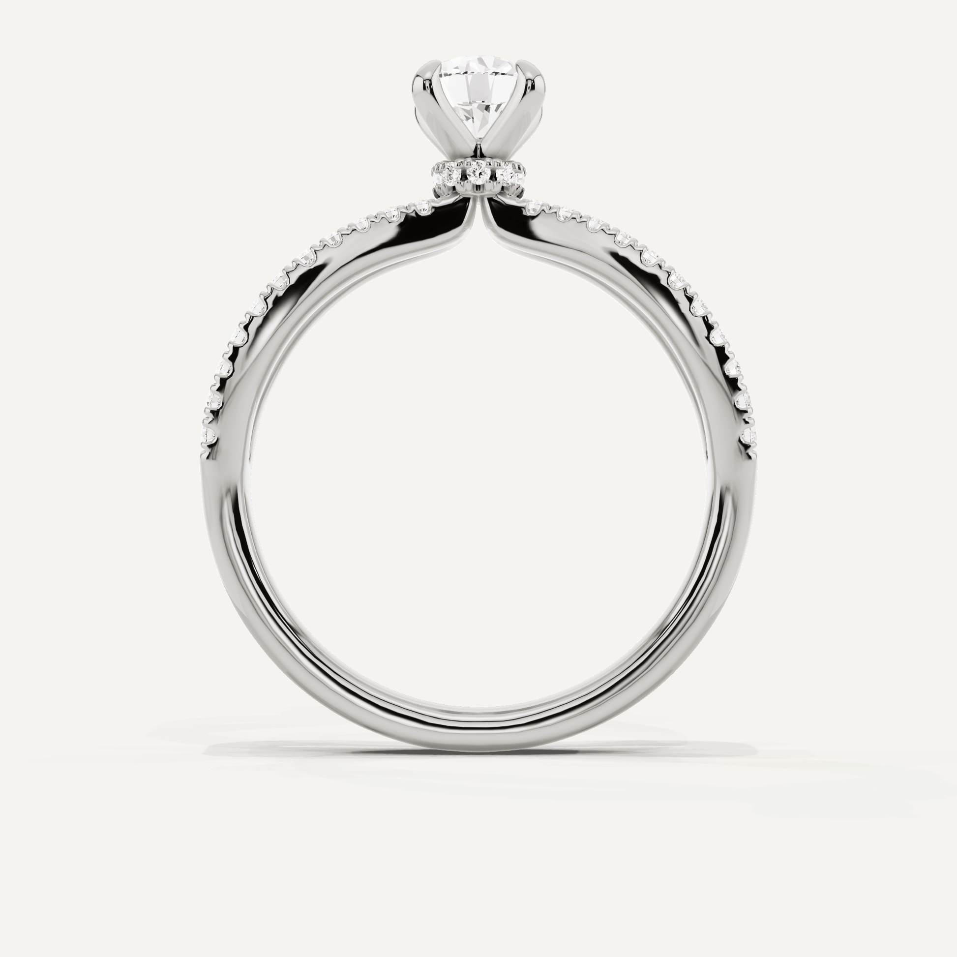 3/4 ctw Round Diamond Split Shank Hidden Halo Engagement Ring - Lotus Diamond