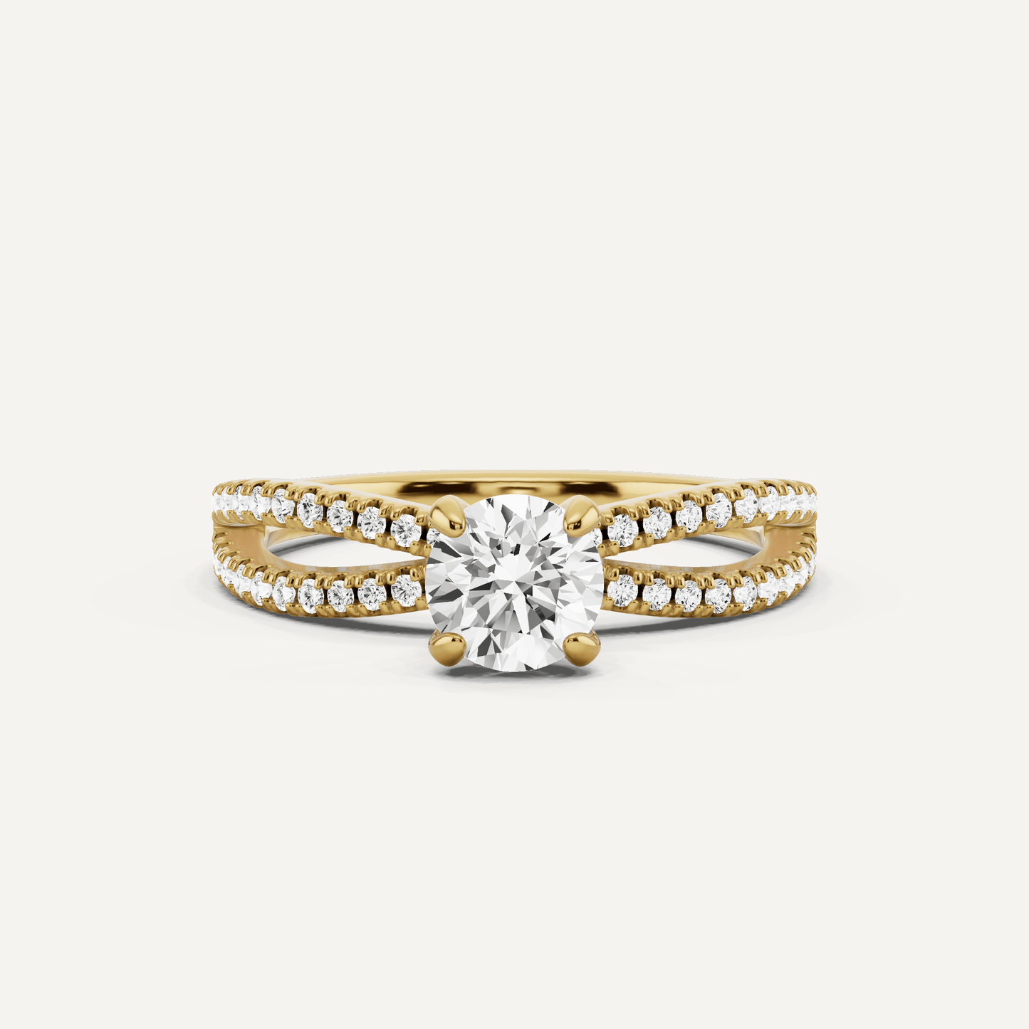 3/4 ctw Round Diamond Split Shank Hidden Halo Engagement Ring - Lotus Diamond