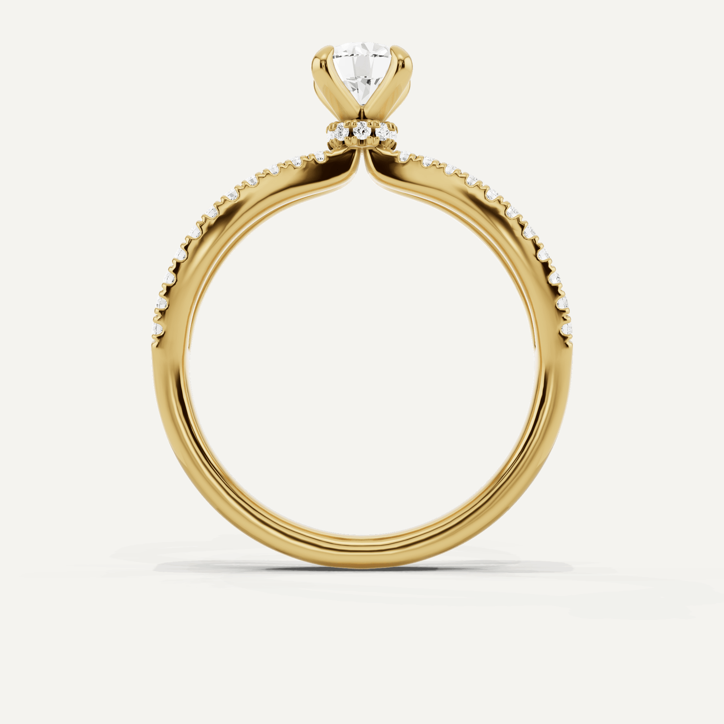 3/4 ctw Round Diamond Split Shank Hidden Halo Engagement Ring - Lotus Diamond