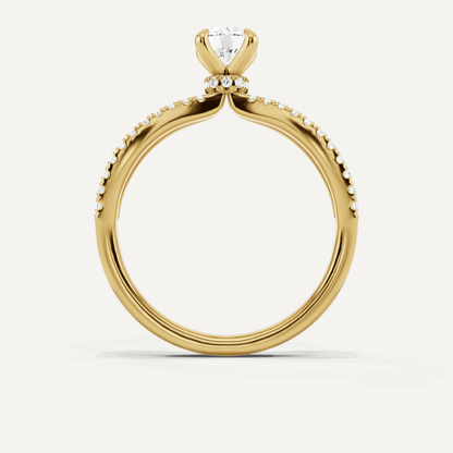 3/4 ctw Round Diamond Split Shank Hidden Halo Engagement Ring - Lotus Diamond