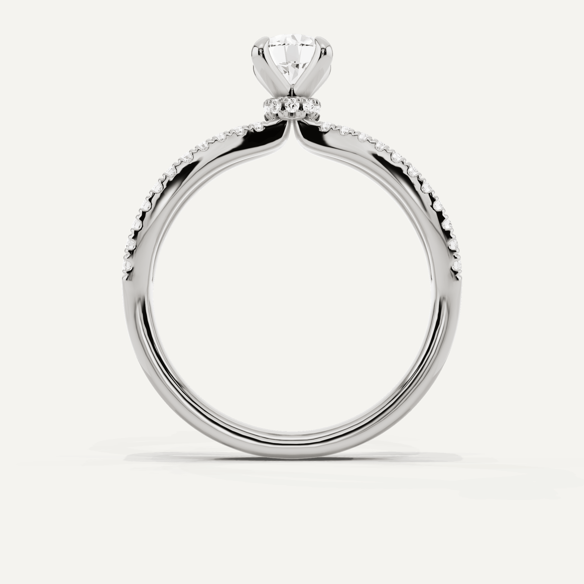 3/4 ctw Round Diamond Split Shank Hidden Halo Engagement Ring - Lotus Diamond